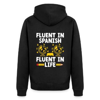 Professeur de langues étrangères École Professeurs de langues - Veste à capuche bio Premium Unisexe - noir - Dos - Nico (187cm)