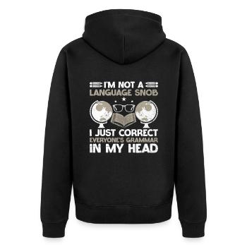 Professeur de langues étrangères École Professeurs de langues - Veste à capuche bio Premium Unisexe - noir - Dos - Nico (187cm)
