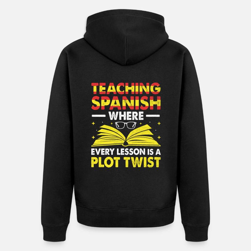 Fremdsprachenlehrer Schule Sprachlehrer - Unisex Premium Bio Zip Hoodie - Schwarz