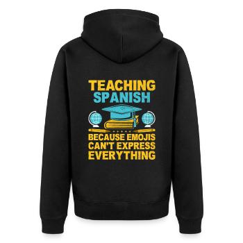 Professeur de langues étrangères École Professeurs de langues - Veste à capuche bio Premium Unisexe - noir - Dos - Nico (187cm)