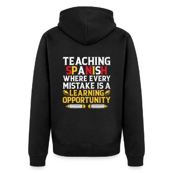Professeur de langues étrangères École Professeurs de langues - Veste à capuche bio Premium Unisexe - noir - Dos - Nico (187cm)