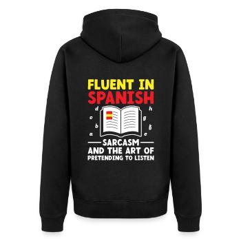 Professeur de langues étrangères École Professeurs de langues - Veste à capuche bio Premium Unisexe - noir - Dos - Nico (187cm)
