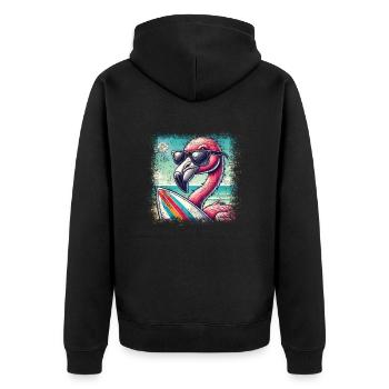 Reite Stilvoll Auf Den Wellen Mit Unserem Surf - Unisex Premium Bio Zip Hoodie - Schwarz - Hinten - Nico (187cm)