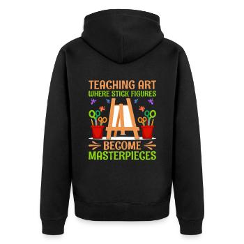 Kunstlehrer Schullehrer Lustige Kunstlehrer Scho - Unisex Premium Bio Zip Hoodie - Schwarz - Hinten - Nico (187cm)