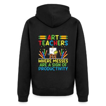 Art Teacher School Teacher Funny Art Teachers Scho - Unisex Premium Organic Zip Hoodie - black - Back - Nico (187cm)
