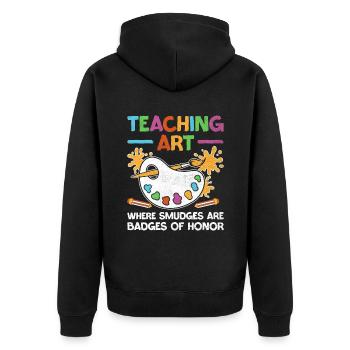 Art Teacher School Teacher Funny Art Teachers Scho - Unisex Premium Organic Zip Hoodie - black - Back - Nico (187cm)