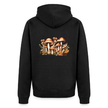 Wildpilz Und Mond Keine Zeit, Ich Suche - Unisex Premium Bio Zip Hoodie - Schwarz - Hinten - Nico (187cm)