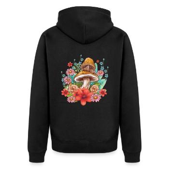 Wildpilz Und Mond Keine Zeit, Ich Suche - Unisex Premium Bio Zip Hoodie - Schwarz - Hinten - Nico (187cm)
