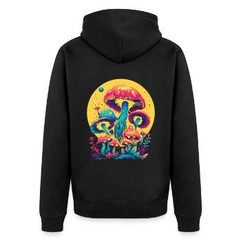 Wildpilz Und Mond Keine Zeit, Ich Suche - Unisex Premium Bio Zip Hoodie - Schwarz - Hinten - Nico (187cm)