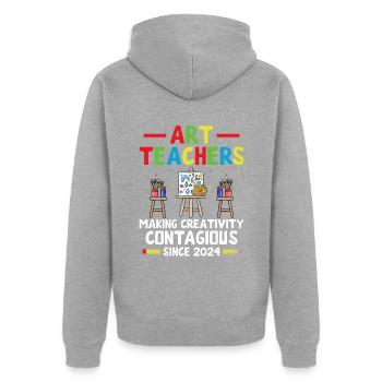 Kunstlehrer Schullehrer Lustige Kunstlehrer Scho - Unisex Premium Bio Zip Hoodie - Grau meliert - Hinten - Nico (187cm)