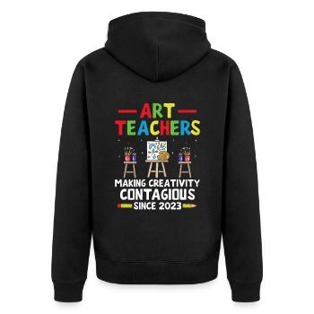 Kunstlehrer Schullehrer Lustige Kunstlehrer Scho - Unisex Premium Bio Zip Hoodie - Schwarz - Hinten - Nico (187cm)