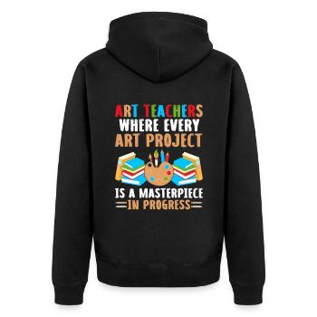 Kunstlehrer Schullehrer Lustige Kunstlehrer Scho - Unisex Premium Bio Zip Hoodie - Schwarz - Hinten - Nico (187cm)