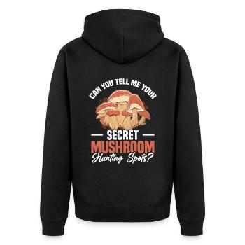 Können Sie Mir Ihre Geheimen Orte Für Die - Unisex Premium Bio Zip Hoodie - Schwarz - Hinten - Nico (187cm)