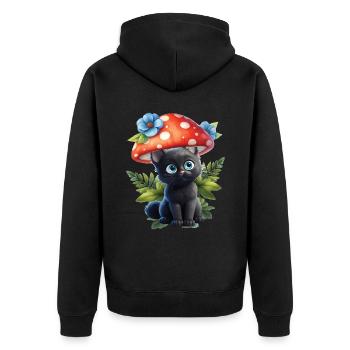 Sites de chasse aux champignons N’oubliez jamais vos morilles - Veste à capuche bio Premium Unisexe - noir - Dos - Nico (187cm)