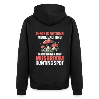 Spannender Als Einen Neuen Pilz Zu Finden - Unisex Premium Bio Zip Hoodie - Schwarz - Hinten - Nico (187cm)