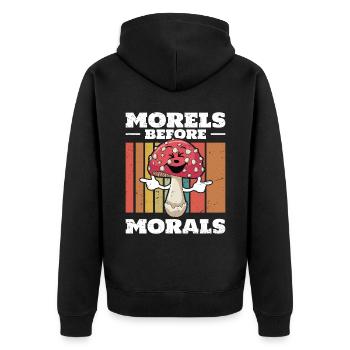 Können Sie Mir Ihre Geheimen Orte Für Die - Unisex Premium Bio Zip Hoodie - Schwarz - Hinten - Nico (187cm)