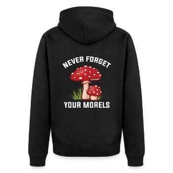 Sites de chasse aux champignons N’oubliez jamais vos morilles - Veste à capuche bio Premium Unisexe - noir - Dos - Nico (187cm)