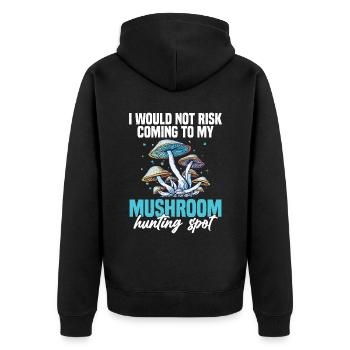Können Sie Mir Ihre Geheimen Orte Für Die - Unisex Premium Bio Zip Hoodie - Schwarz - Hinten - Nico (187cm)