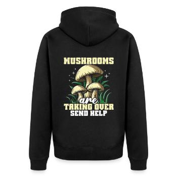 Lieux de chasse aux champignons qui conquièrent les champignons - Veste à capuche bio Premium Unisexe - noir - Dos - Nico (187cm)
