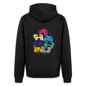 Gaming-legende Ich Habe Mein Spiel Unterbrochen, - Unisex Premium Bio Zip Hoodie - Schwarz - Hinten - Nico (187cm)