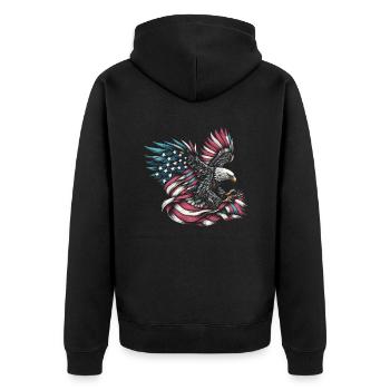USA flag American Power 4th of July - Unisex Premium Organic Zip Hoodie - black - Back - Nico (187cm)
