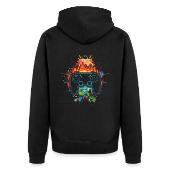 Gaming-legende Ich Habe Mein Spiel Unterbrochen, - Unisex Premium Bio Zip Hoodie - Schwarz - Hinten - Nico (187cm)