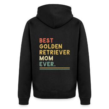 Beste Golden Retriever Mutter aller Zeiten Golden Retriever G - Unisex Premium Bio Zip Hoodie - Schwarz - Hinten - Nico (187cm)