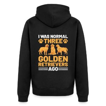 Ich war normal drei Golden Retriever vor GR Retrie - Unisex Premium Bio Zip Hoodie - Schwarz - Hinten - Nico (187cm)