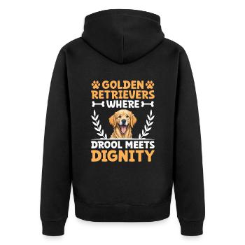 Golden Retrievers Where Drool Meets Dignity GR Dog - Unisex Premium Organic Zip Hoodie - black - Back - Nico (187cm)