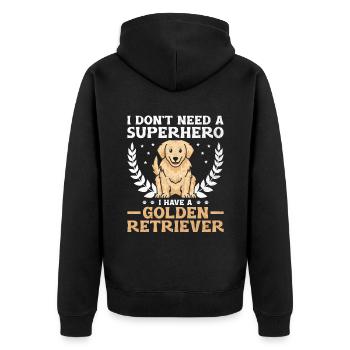Je n’ai pas besoin d’un super-héros J’ai un golden retriever - Veste à capuche bio Premium Unisexe - noir - Dos - Nico (187cm)