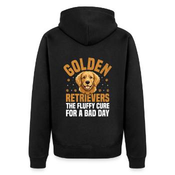 Golden Retriever Das Flauschige Heilmittel Für Einen Schlechten Tag GR - Unisex Premium Bio Zip Hoodie - Schwarz - Hinten - Nico (187cm)