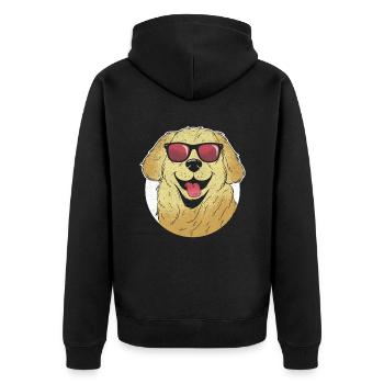Golden Retriever Sonnenbrille GR Dog Retriever - Unisex Premium Bio Zip Hoodie - Schwarz - Hinten - Nico (187cm)