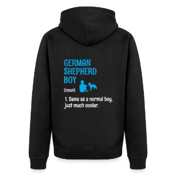 Deutscher Schäferhundjunge Wie Ein Normales Mädchen Nur Muc - Unisex Premium Bio Zip Hoodie - Schwarz - Hinten - Nico (187cm)