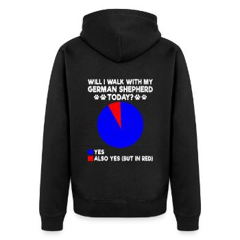 Will I Walk With My German Shepherd Today - Unisex Premium Organic Zip Hoodie - black - Back - Nico (187cm)