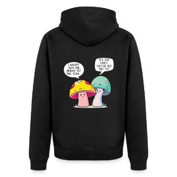 Wildpilz Und Mond Keine Zeit, Ich Suche - Unisex Premium Bio Zip Hoodie - Schwarz - Hinten - Nico (187cm)