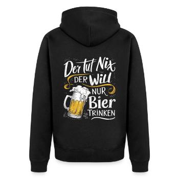 Il ne fait rien, il veut juste boire de la bière - Veste à capuche bio Premium Unisexe - noir - Dos - Nico (187cm)