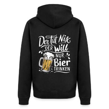 Il ne fait rien, il veut juste boire de la bière - Veste à capuche bio Premium Unisexe - noir - Dos - Nico (187cm)