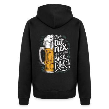 Il ne fait rien, il veut juste boire de la bière - Veste à capuche bio Premium Unisexe - noir - Dos - Nico (187cm)