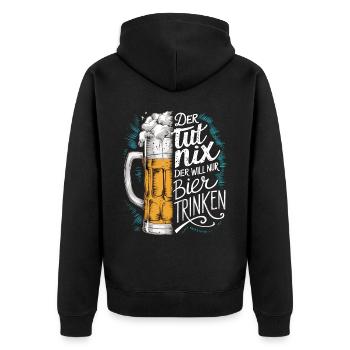 Il ne fait rien, il veut juste boire de la bière - Veste à capuche bio Premium Unisexe - noir - Dos - Nico (187cm)