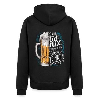 Il ne fait rien, il veut juste boire de la bière - Veste à capuche bio Premium Unisexe - noir - Dos - Nico (187cm)