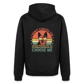 Der Deutsche Schäferhund Papa Life Choose Me GSD Hund Lov - Unisex Premium Bio Zip Hoodie - Schwarz - Hinten - Nico (187cm)