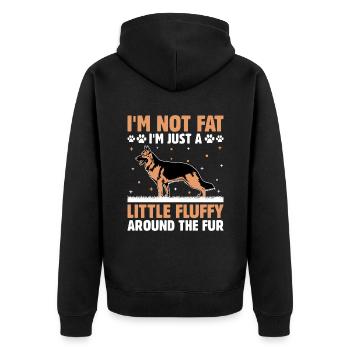 I'm Not Fat I'm Just A Little Fluffy Around The Fu - Unisex Premium Organic Zip Hoodie - black - Back - Nico (187cm)
