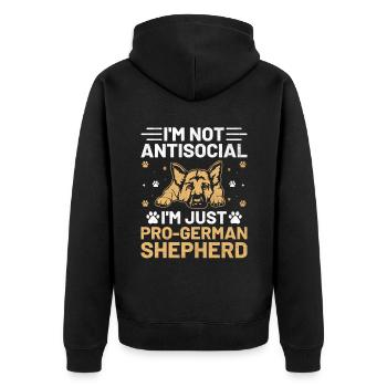 I'm Not Antisocial I'm Just Pro-German Shepherd GS - Unisex Premium Organic Zip Hoodie - black - Back - Nico (187cm)