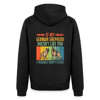 Si mon berger allemand ne t’aime pas, je risque de - Veste à capuche bio Premium Unisexe - noir - Dos - Nico (187cm)