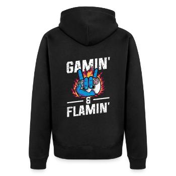 Jouer à la manette Gaming Gamin' & Flamin - Veste à capuche bio Premium Unisexe - noir - Dos - Nico (187cm)