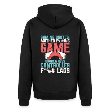 Capture the frustrations of gaming. - Unisex Premium Organic Zip Hoodie - black - Back - Nico (187cm)