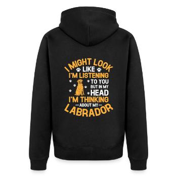 Aber in meinem Kopf denke ich an meinen Labrador Retr - Unisex Premium Bio Zip Hoodie - Schwarz - Hinten - Nico (187cm)