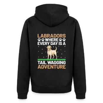 Labradors Where Every Day Is A Tail Wagging Advent - Unisex Premium Organic Zip Hoodie - black - Back - Nico (187cm)