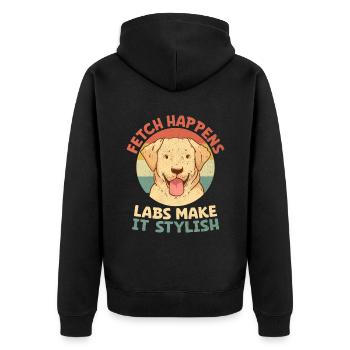 Fetch Happens Labs Make It Stylish Labrador Retrie - Unisex Premium Organic Zip Hoodie - black - Back - Nico (187cm)