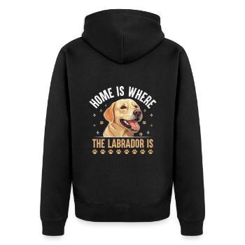 Zuhause Ist, Wo Der Labrador Ist Lab Dog Retriever - Unisex Premium Bio Zip Hoodie - Schwarz - Hinten - Nico (187cm)